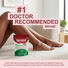 Kerasal bag next to a ruler to show 2 lb size and portability for multiple treatments