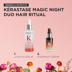 KÉRASTASE 8H Magic Night serum close-up showing leave-in formula for overnight hydration