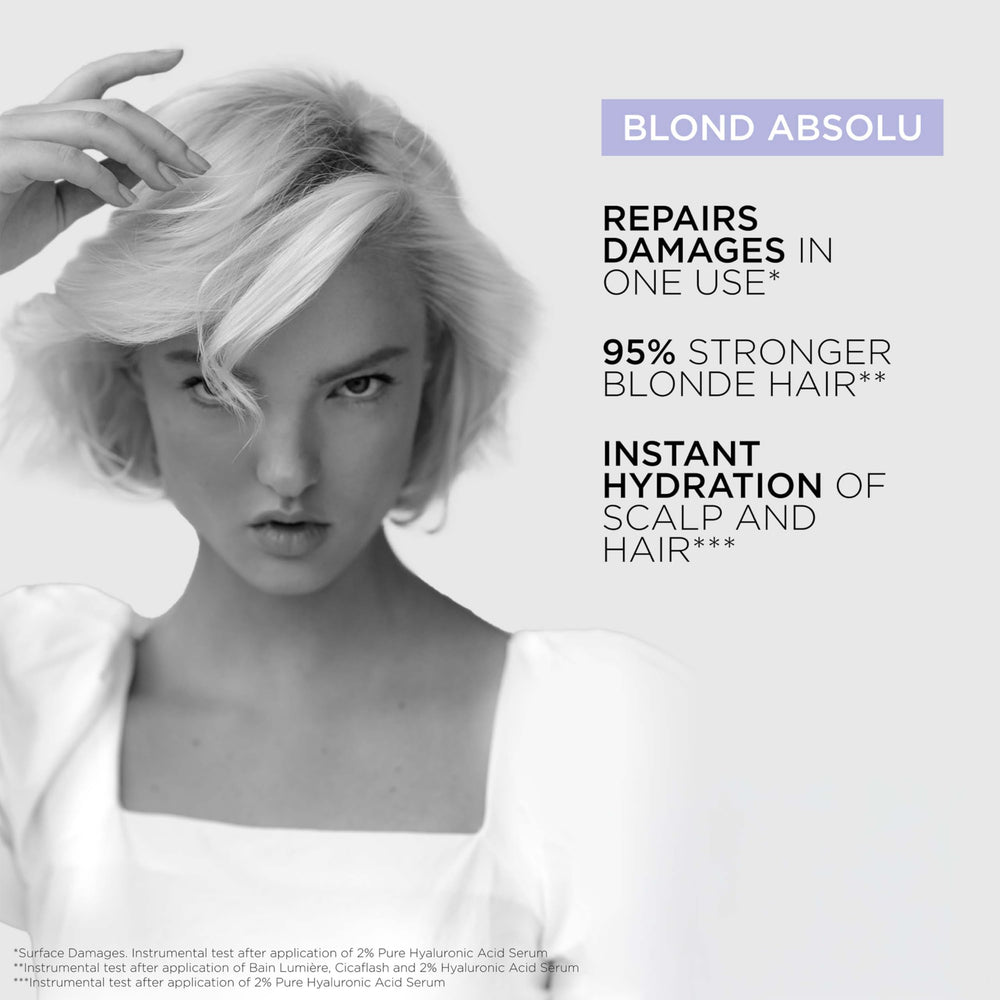 KÉRASTASE applied to towel-dried blonde hair for instant smoothness