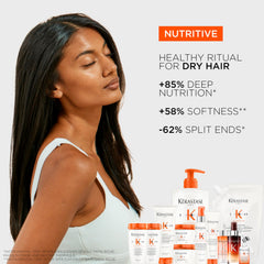 KÉRASTASE bottle staged in bathroom showing salon-quality routine benefit