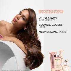 KÉRASTASE before and after on long hair showing reduced frizz