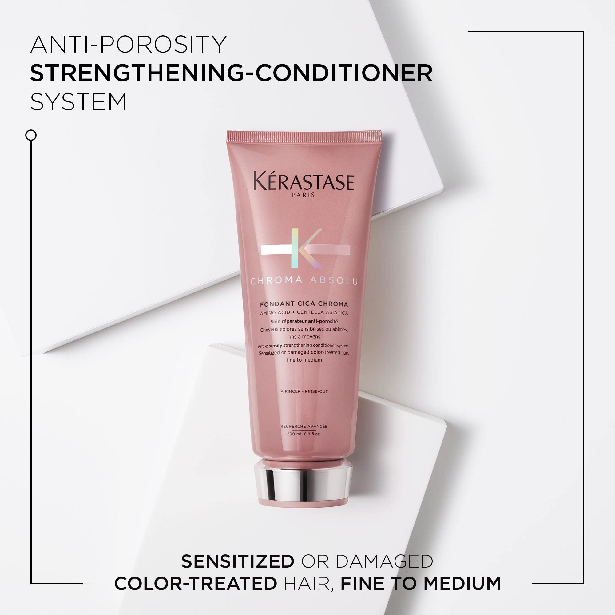 KÉRASTASE back label close-up highlighting ingredients and usage benefits