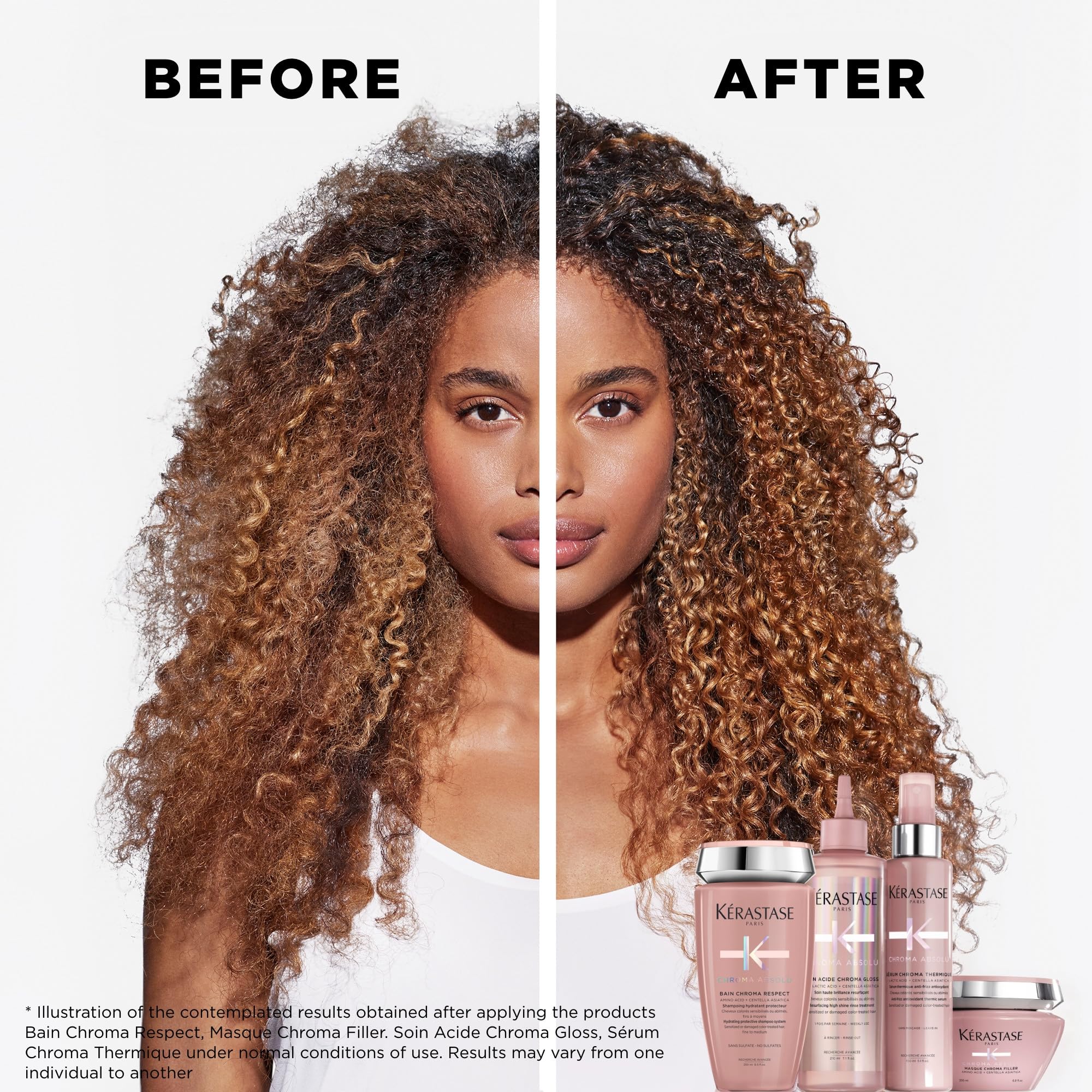 KÉRASTASE back label close-up displaying ingredients and usage information benefit