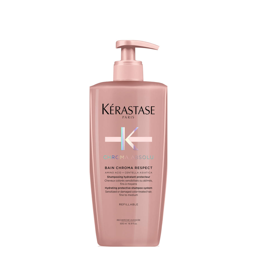 KÉRASTASE front bottle view showing color-care branding and clean design benefit
