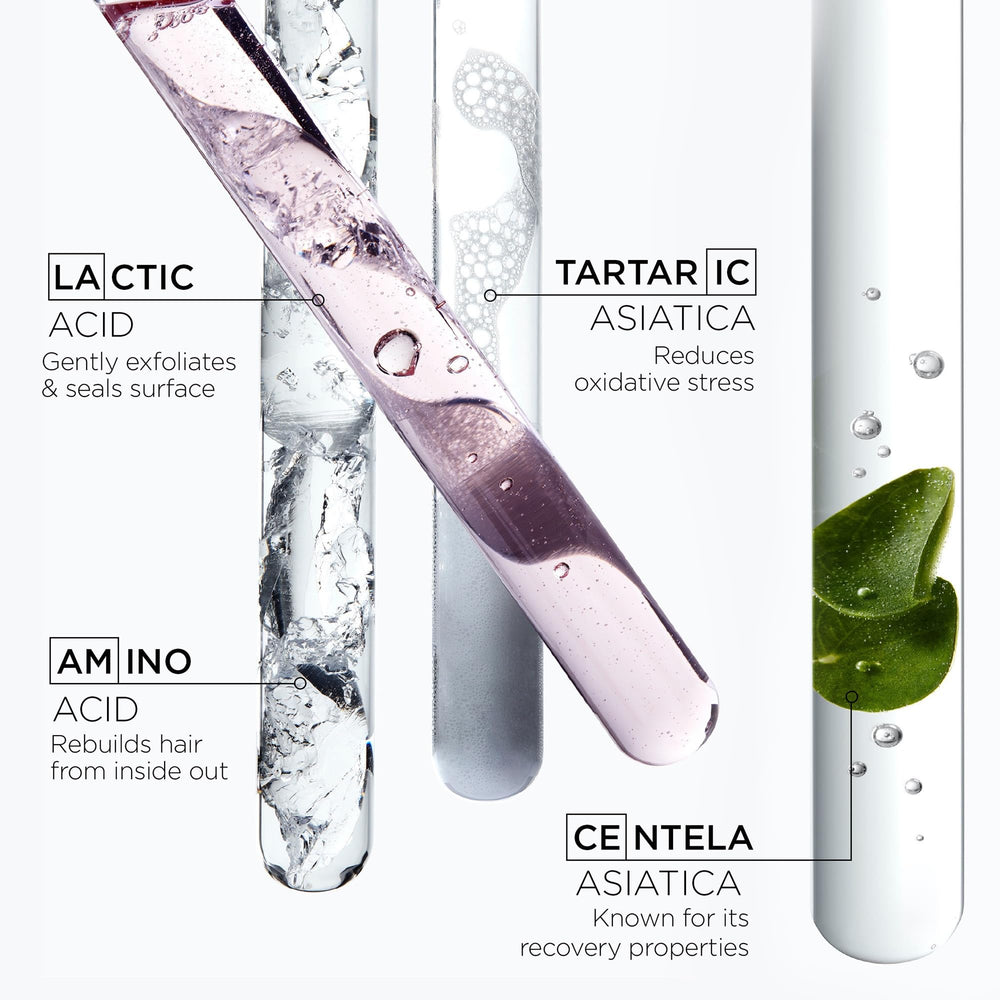 KÉRASTASE bottle beside common objects showing 16.9 fl oz scale benefit