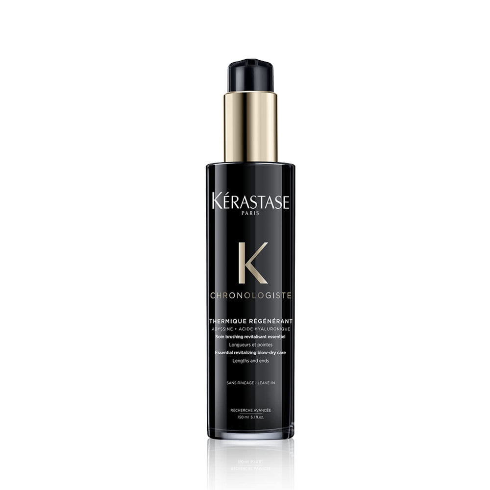 KÉRASTASE bottle front showing Chronologiste serum and luxe design benefit clarity