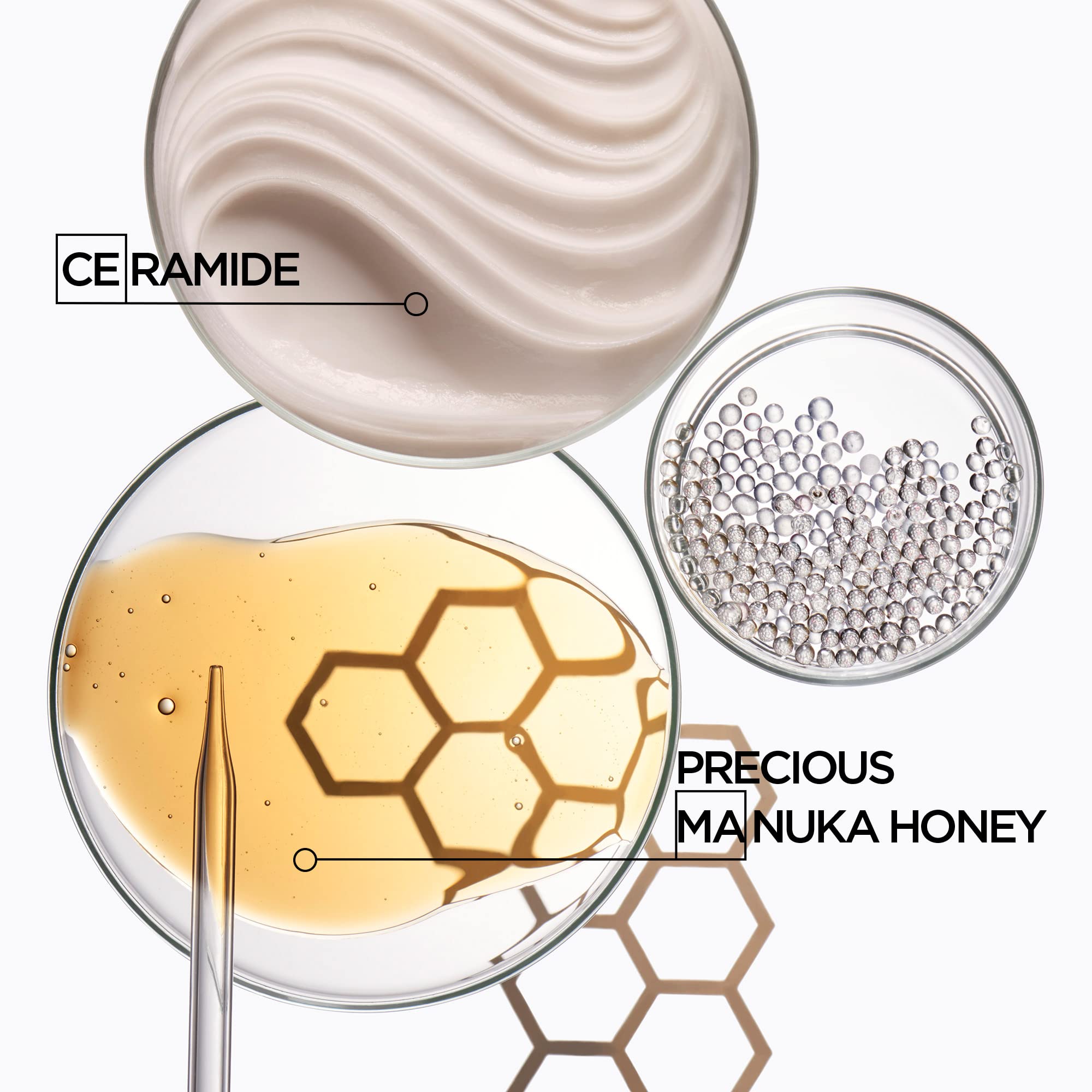 KÉRASTASE back label highlighting Manuka honey and ceramide