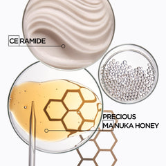 KÉRASTASE back label highlighting Manuka honey and ceramide
