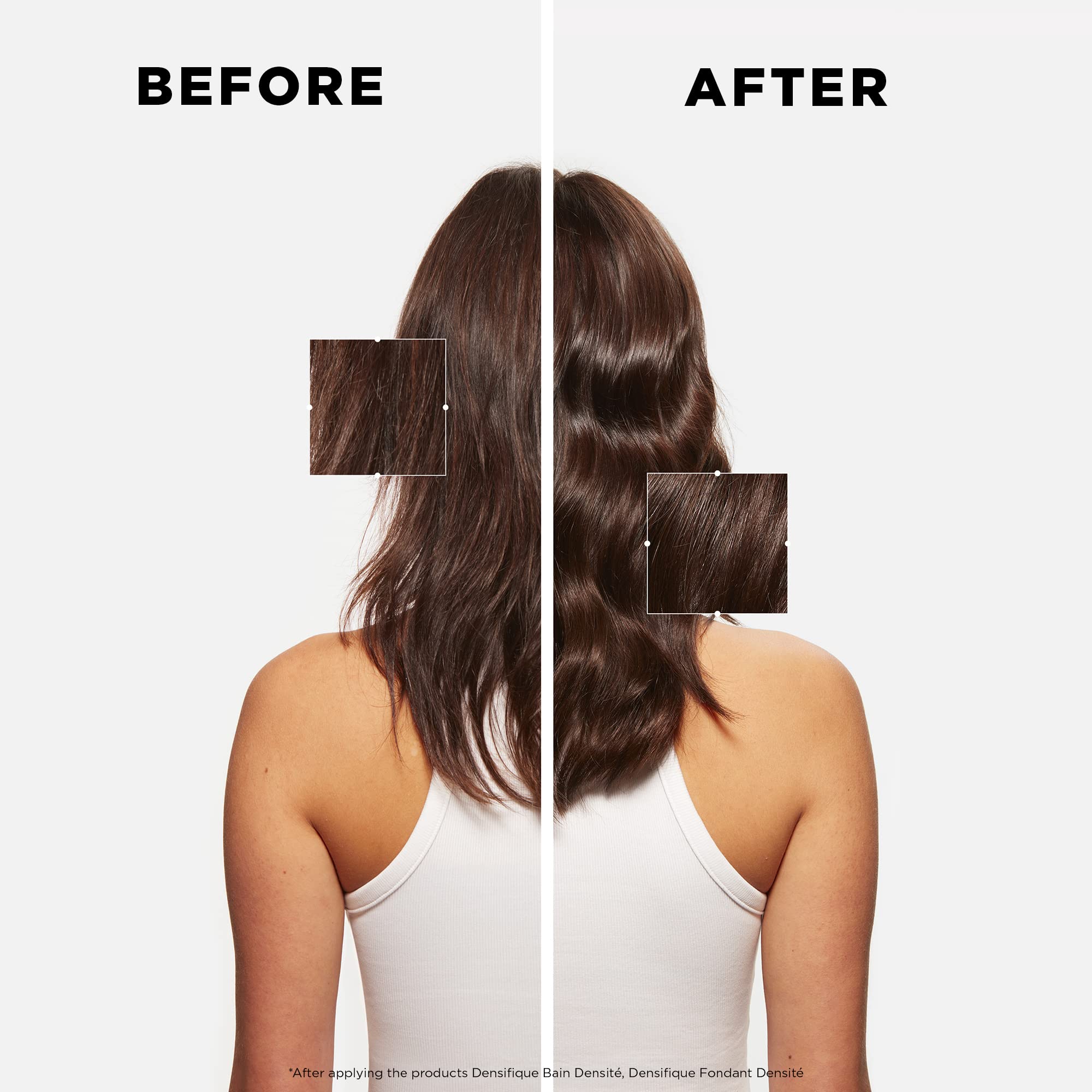 KÉRASTASE lifestyle shot on styled hair showing fuller-looking results