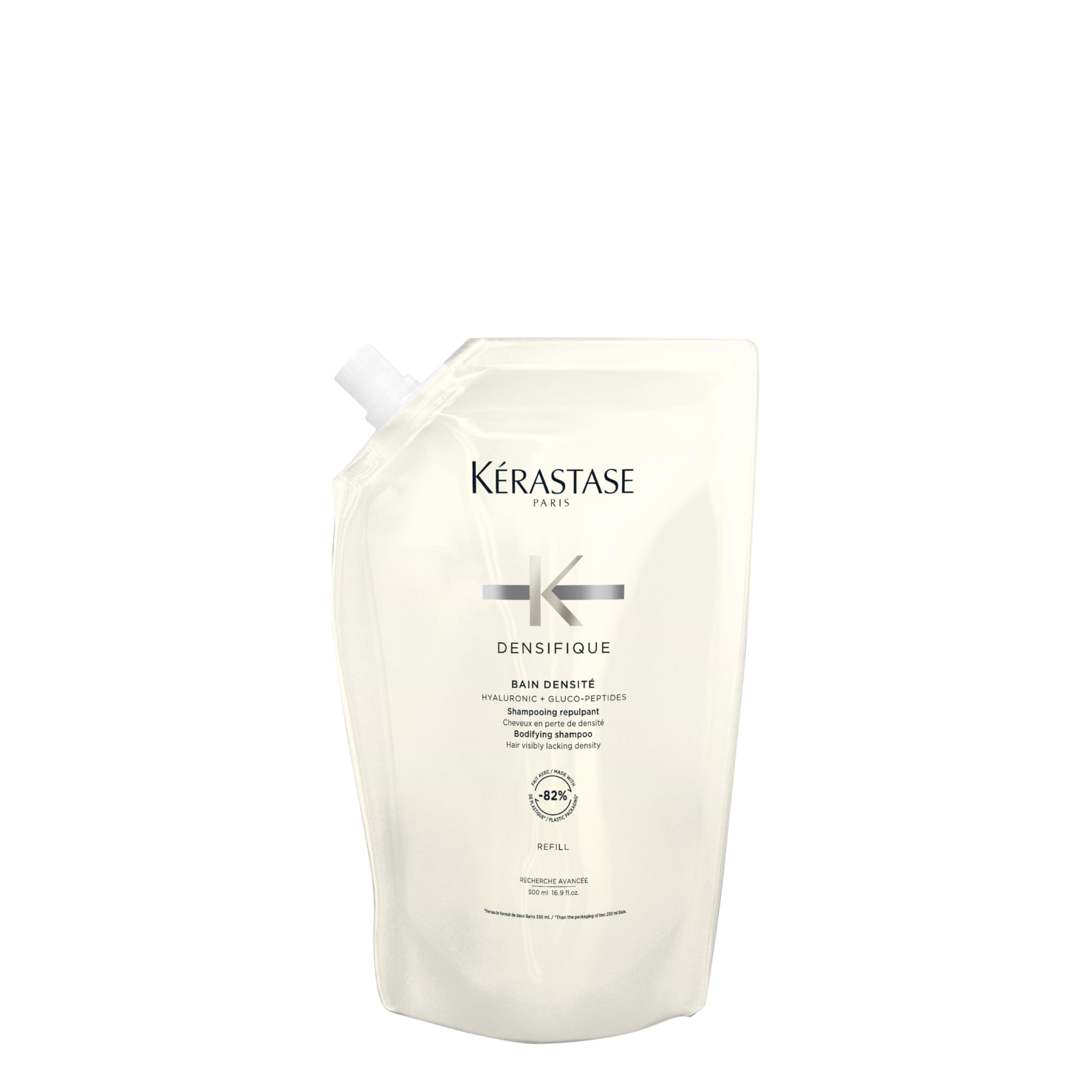 KÉRASTASE pouch front view showing product details and refill benefit