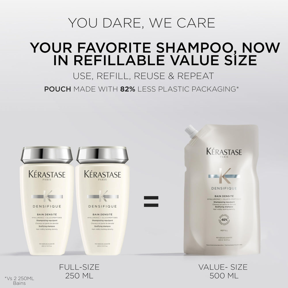 KÉRASTASE sustainability graphic showing less plastic for eco benefit