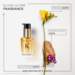 KÉRASTASE oil texture on fingers showing lightweight, non-greasy finish
