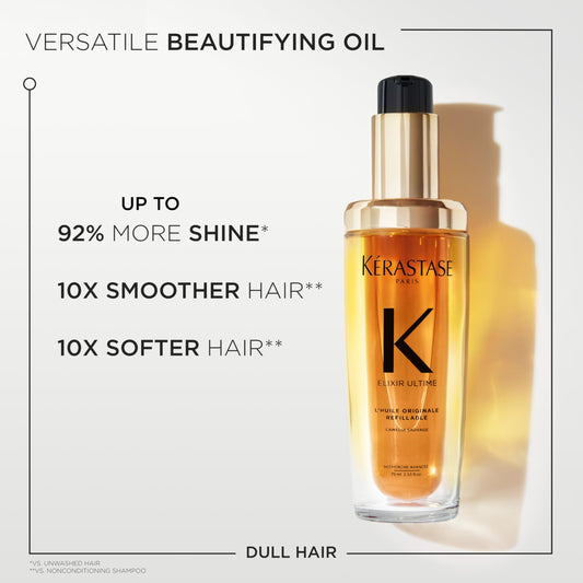 KÉRASTASE refill packaging highlighting sustainable recycled materials benefit