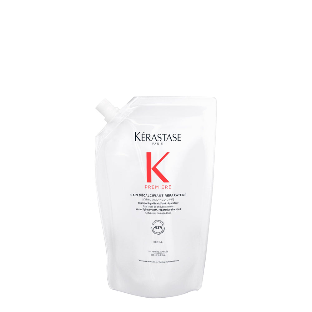 KÉRASTASE front packaging shows refill bottle and clear labeling for easy refill