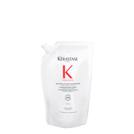 KÉRASTASE front packaging shows refill bottle and clear labeling for easy refill