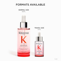 KÉRASTASE Genesis dropper close-up showing clear serum texture and precise dosing benefit