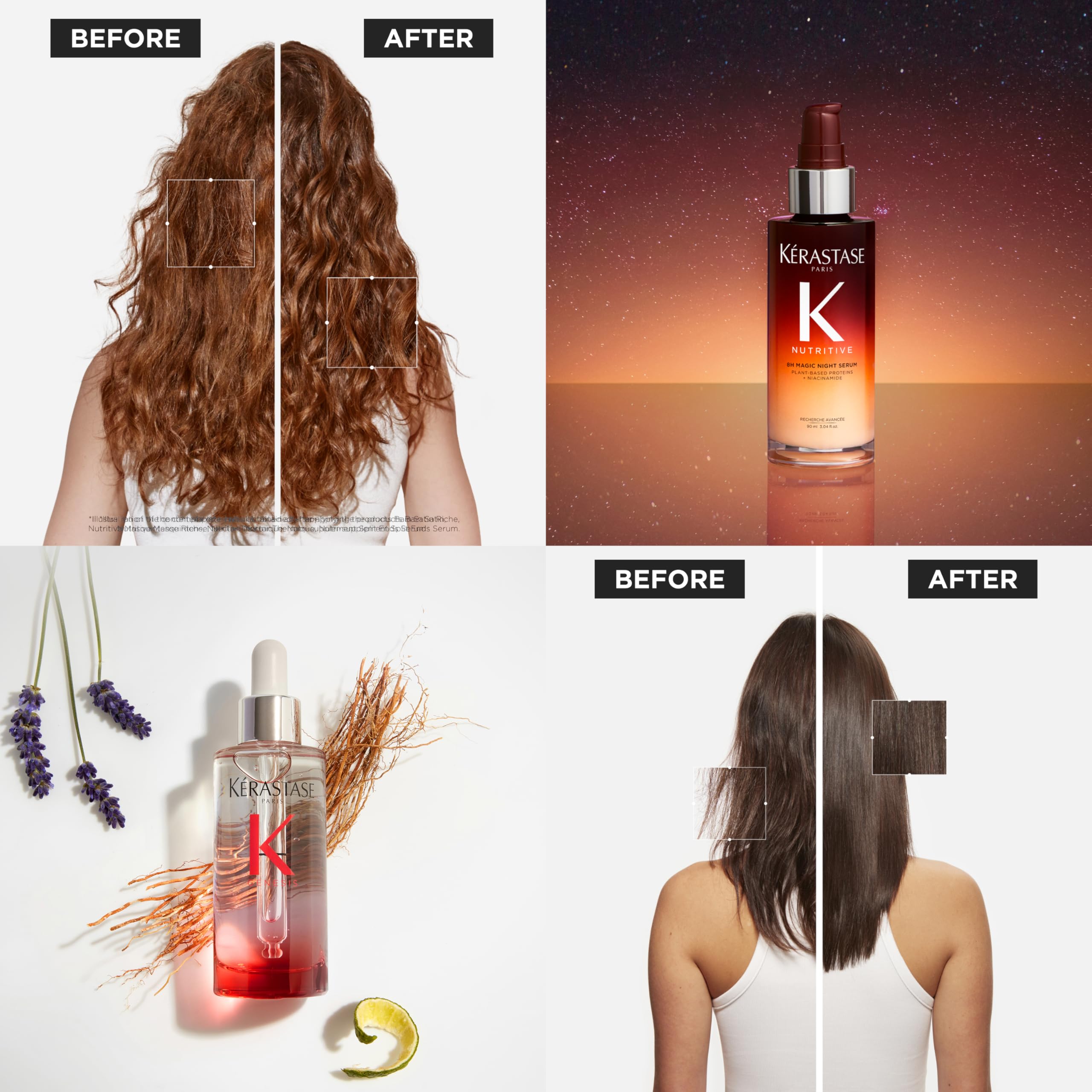 KÉRASTASE Genesis serum bottle close-up highlighting targeted scalp strengthening