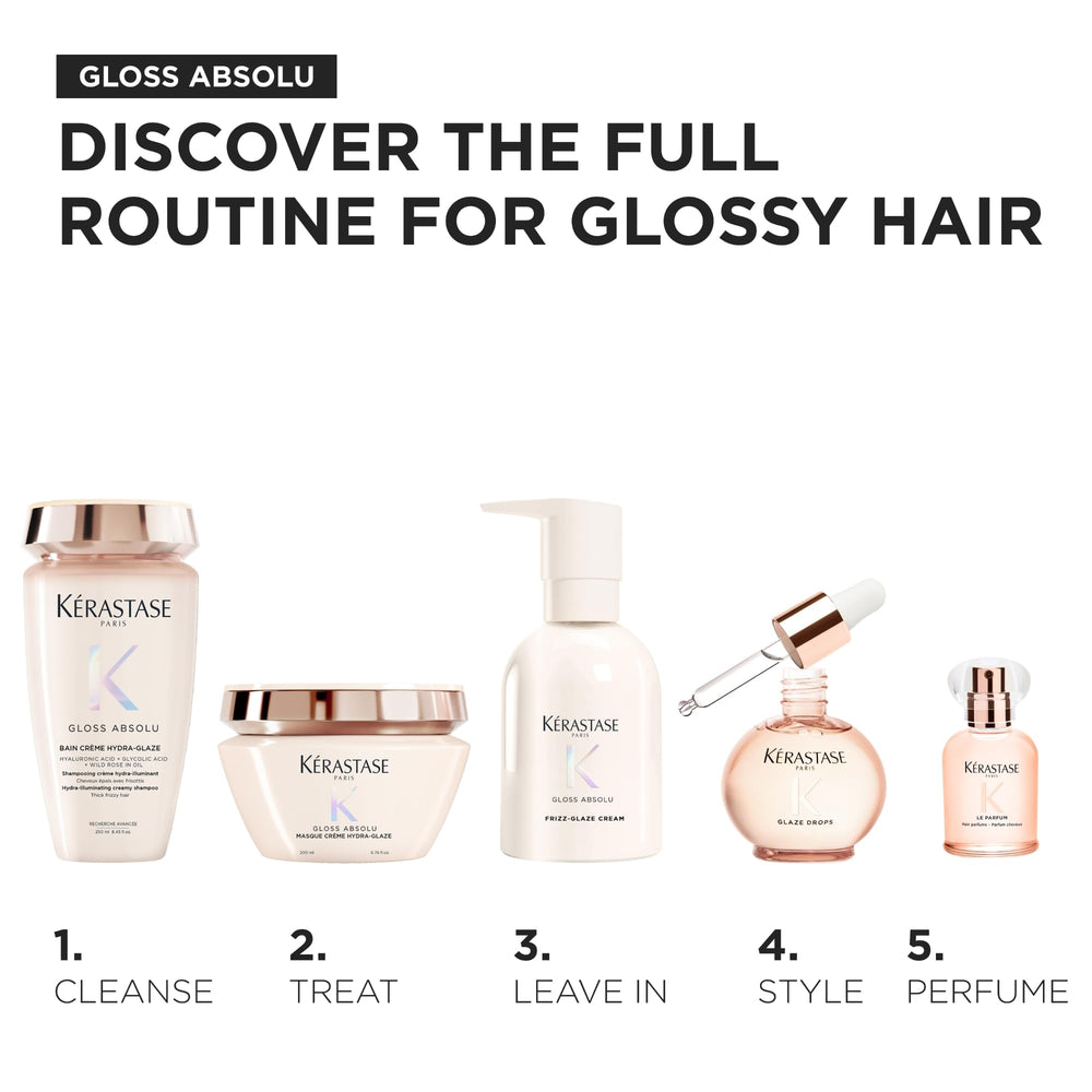 KÉRASTASE bottle paired with shampoo and mask indicating routine synergy