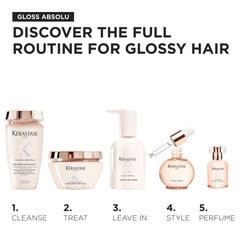 KÉRASTASE bottle paired with shampoo and mask indicating routine synergy