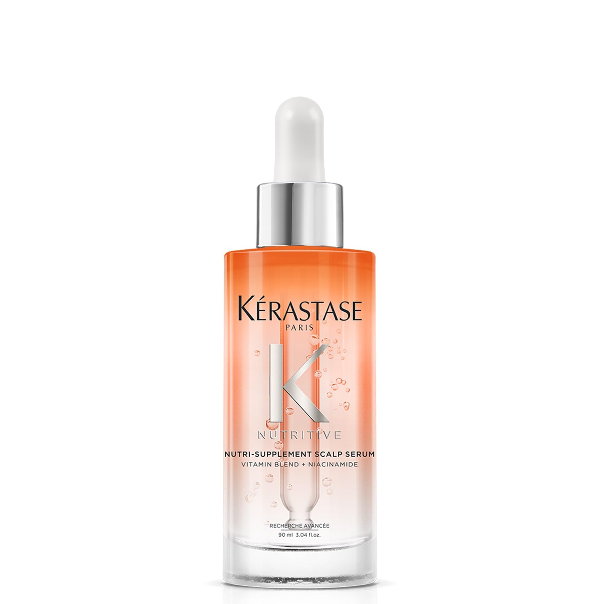 KÉRASTASE front bottle shows sleek design and fast hydration benefit