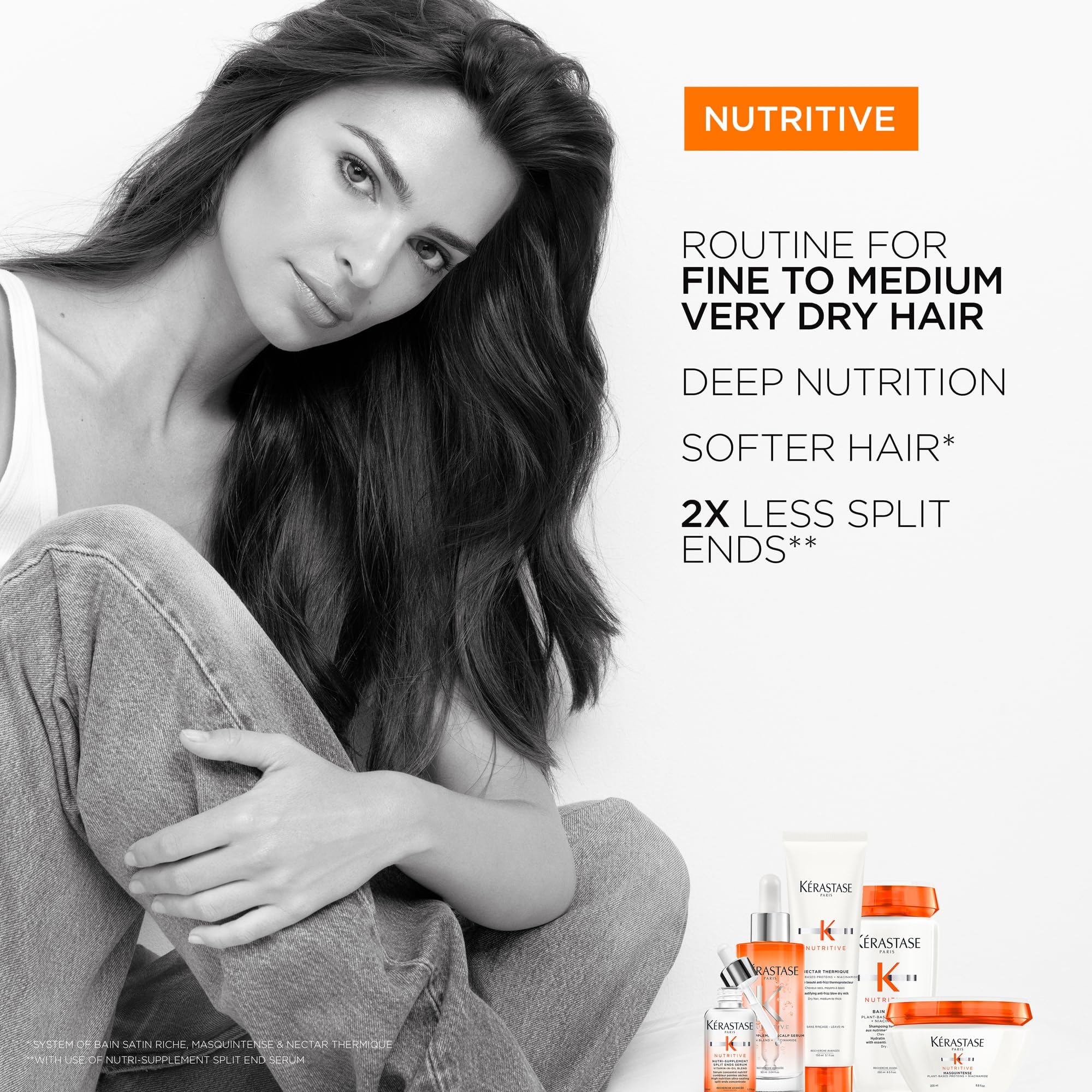 KÉRASTASE ingredients label close-up showing niacinamide and vitamins benefit