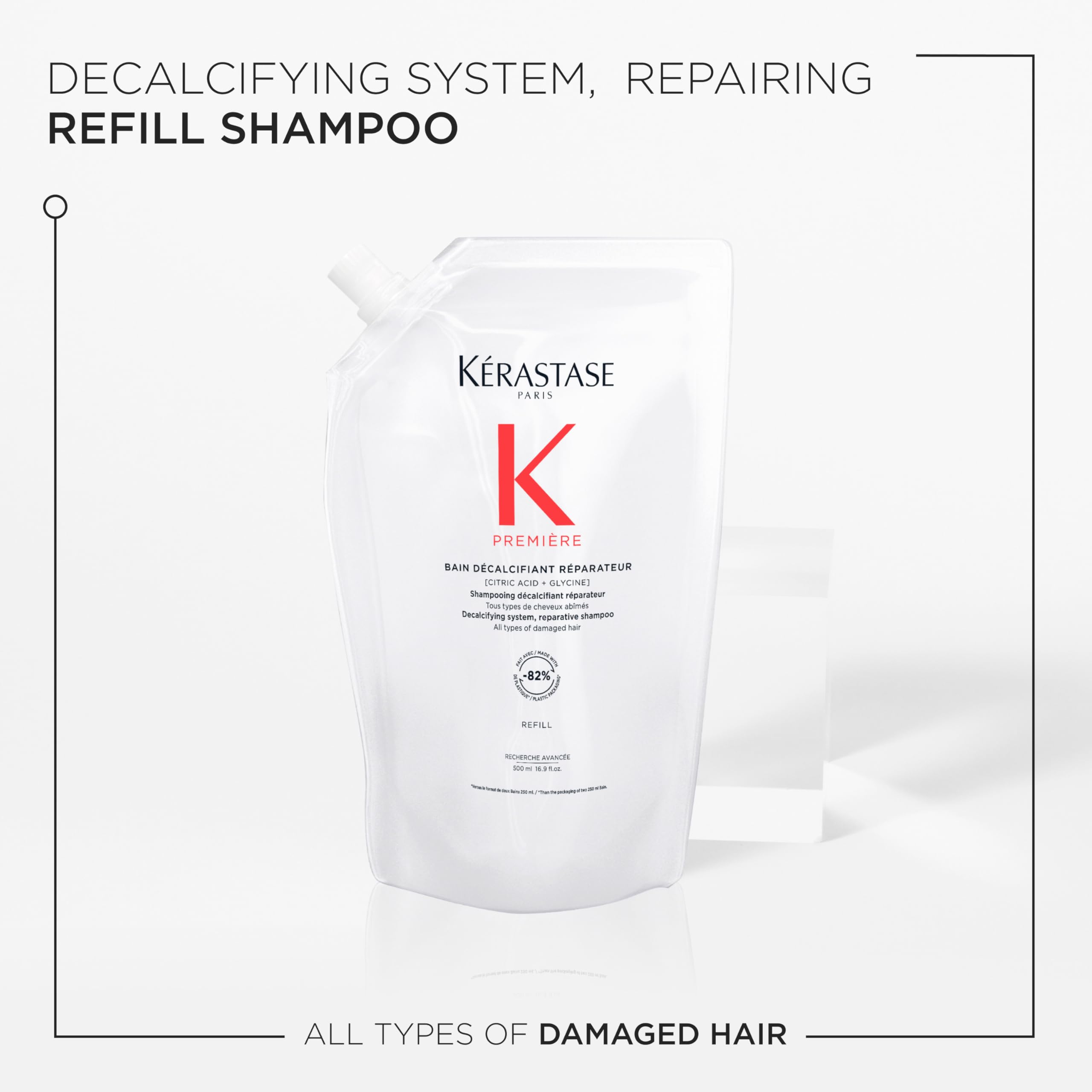 KÉRASTASE label ingredients close-up highlighting citric acid decalcifying benefit