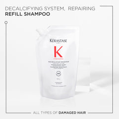 KÉRASTASE label ingredients close-up highlighting citric acid decalcifying benefit