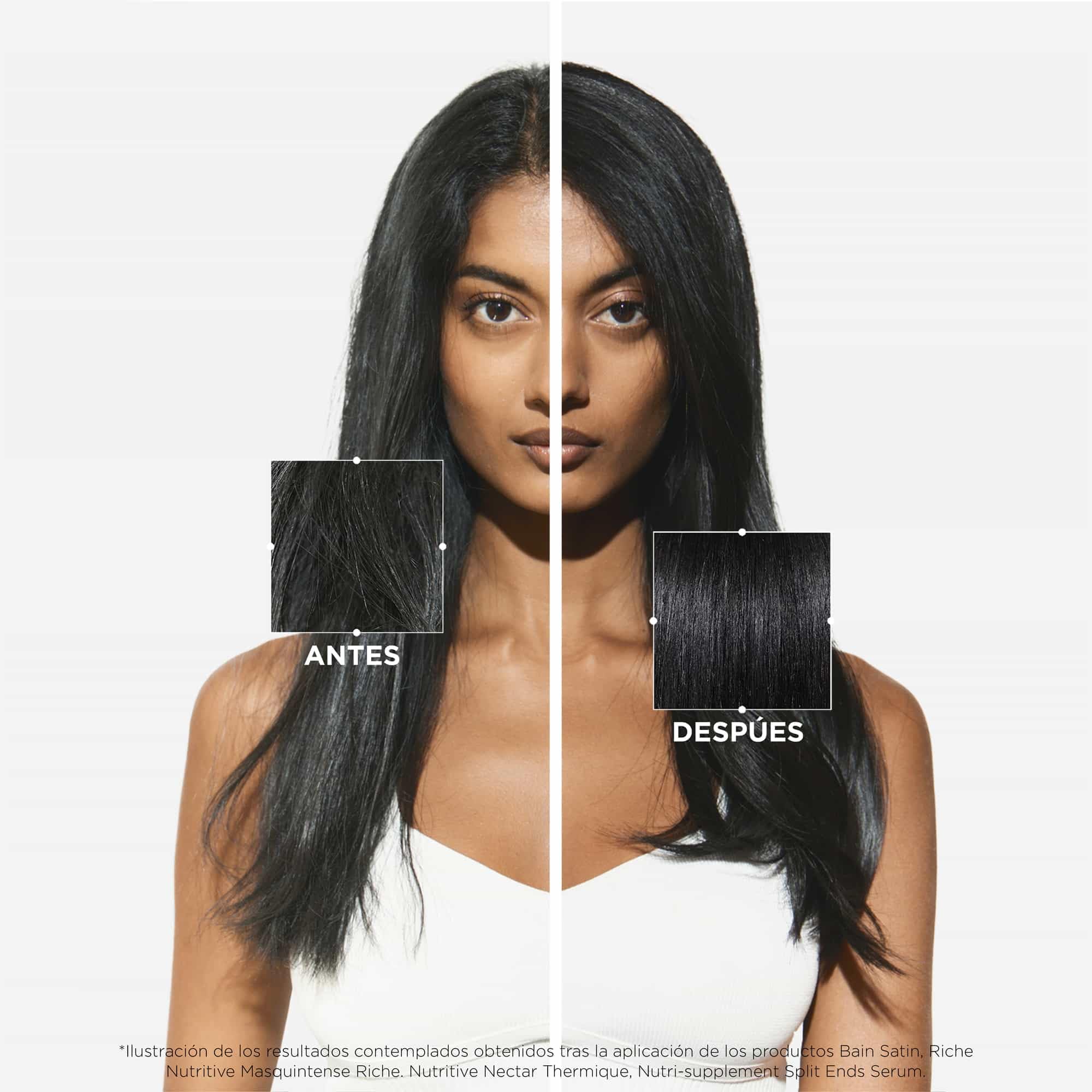 KÉRASTASE applied to wet hair mid-lengths showing detangling effect