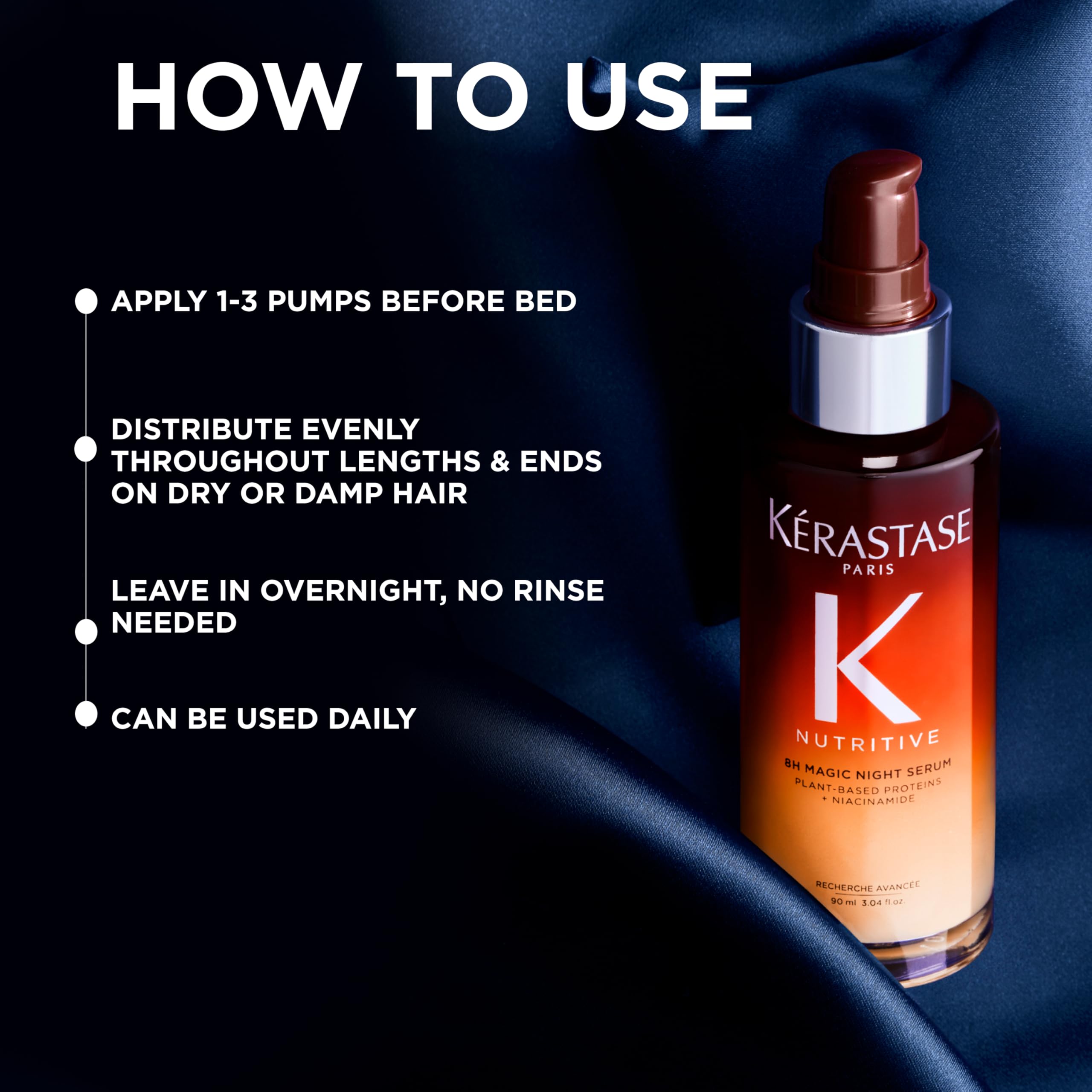 KÉRASTASE serum being massaged into ends illustrating detangling benefit