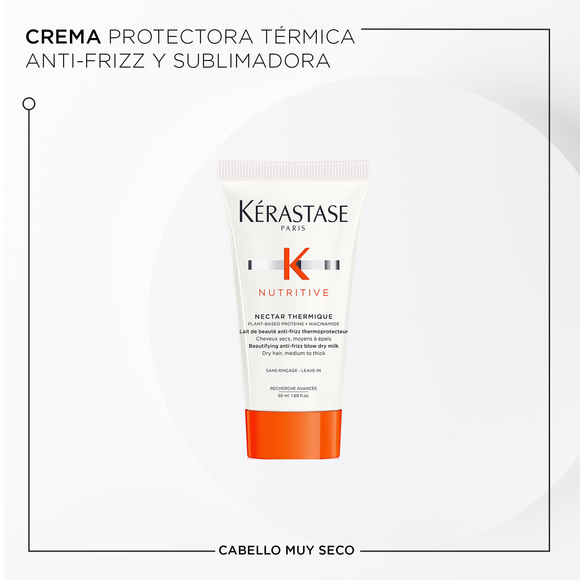 KÉRASTASE blow-dry cream close-up showing pump and lightweight smooth finish