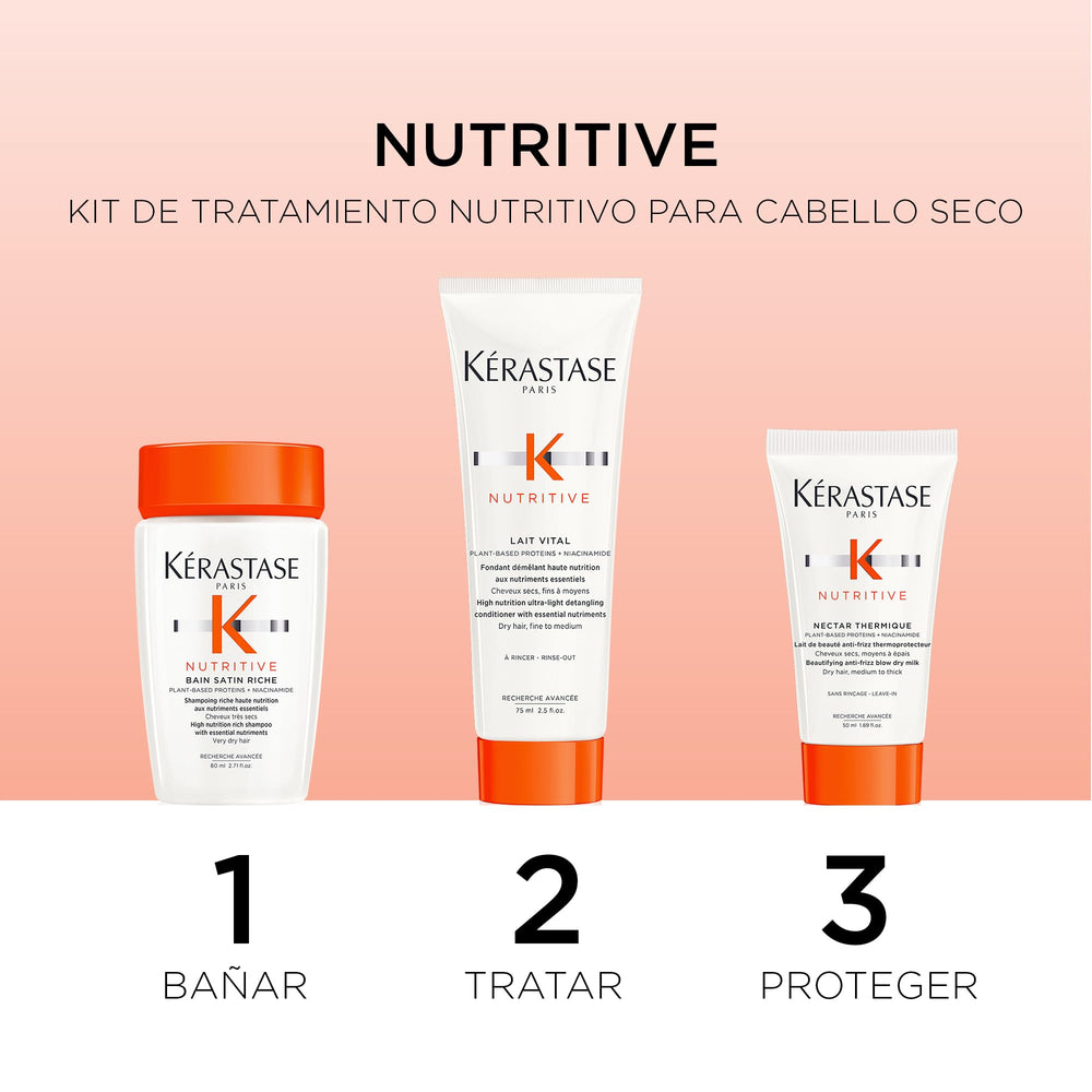 KÉRASTASE discovery set in a carry-on bag illustrating travel convenience and shine
