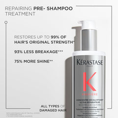 KÉRASTASE layering with shampoo to demonstrate dual-action repair routine