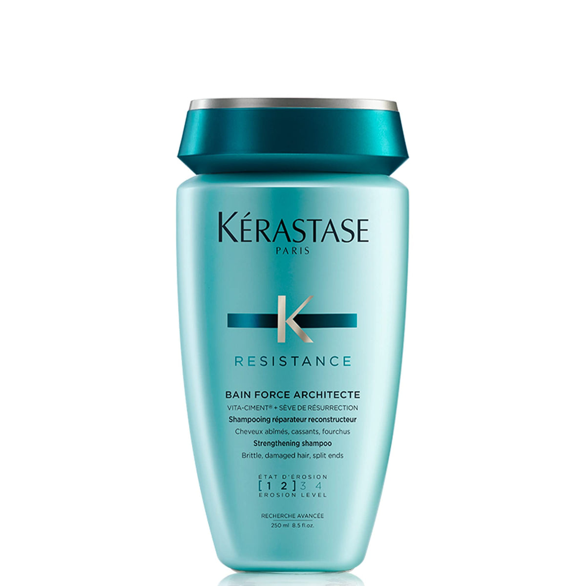KÉRASTASE front packaging showing bottle and clear branding, communicates professional care
