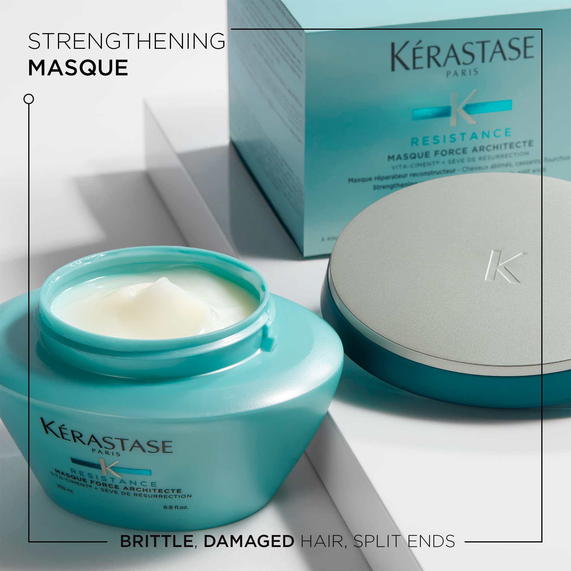 KÉRASTASE open jar showing creamy texture and concentrated repairing benefits