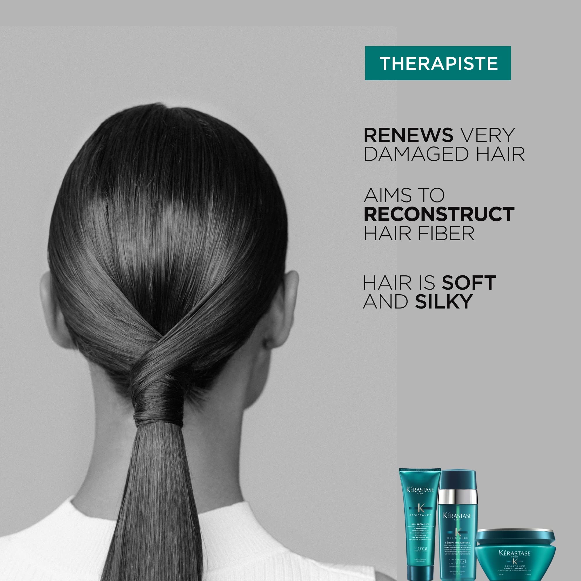 KÉRASTASE jar held in hand showing real size and travel-friendly benefit