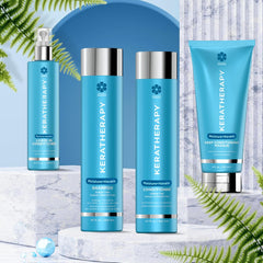KERATHERAPY botanical ingredients display highlighting soothing benefit