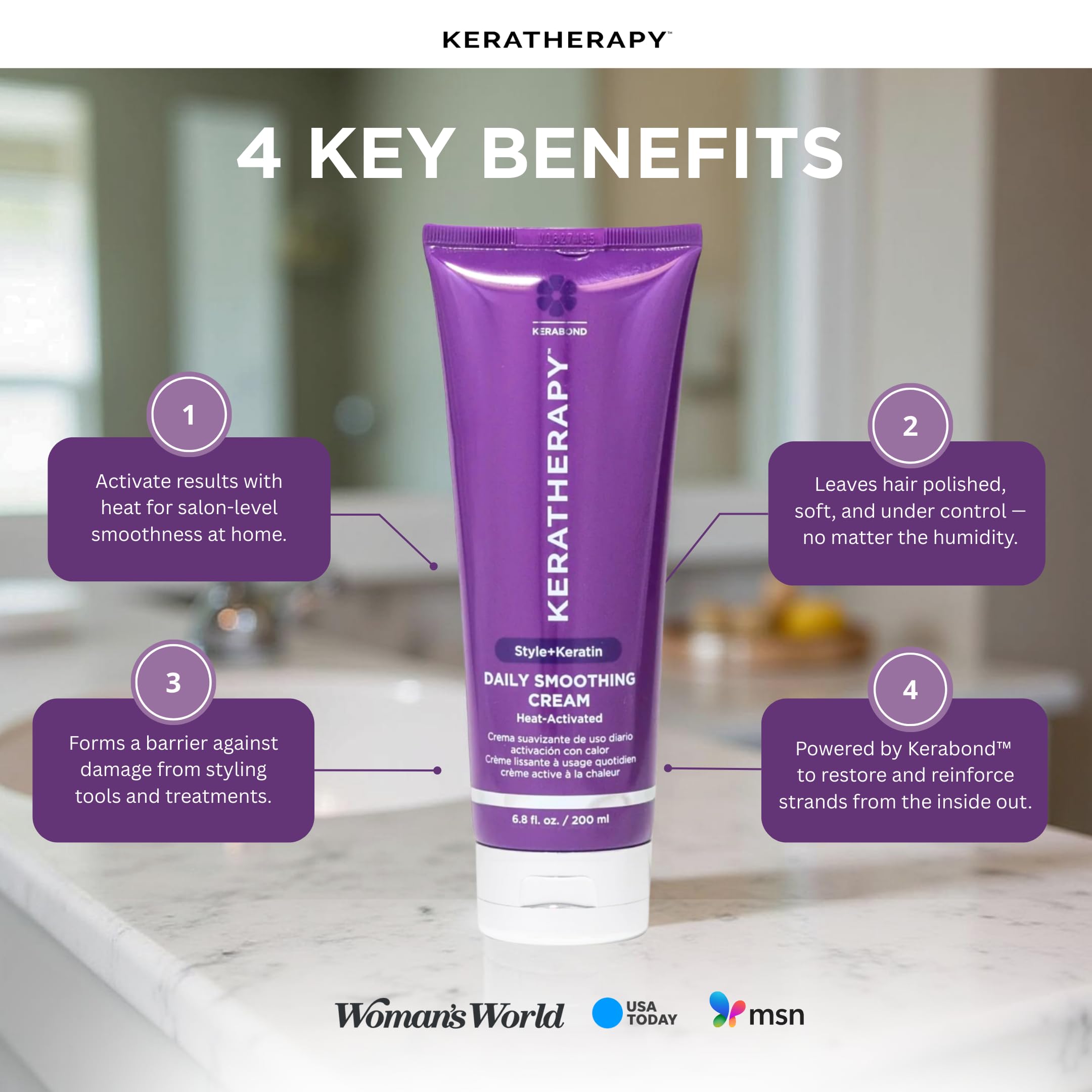 KERATHERAPY label and ingredients list visible for informed ingredient benefit