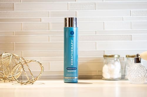 KERATHERAPY dispensing shampoo into hand for easy lathering benefit