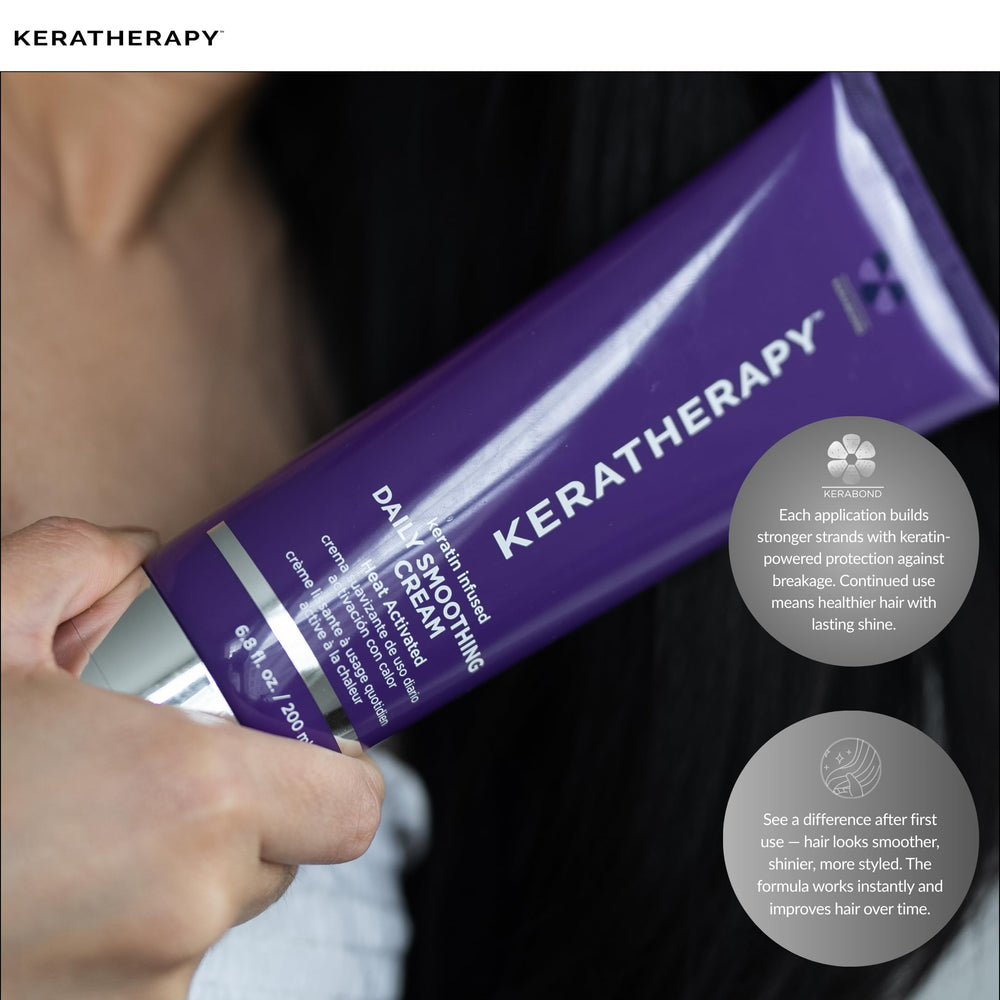 KERATHERAPY being applied before blow dry for smoother, longer lasting blowout