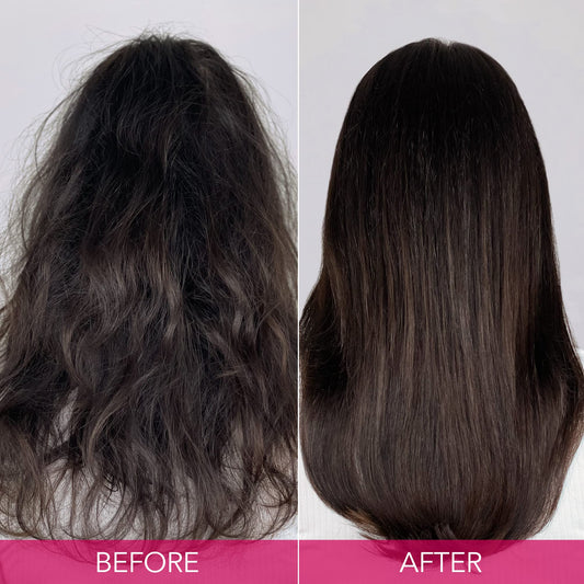 Keratin Complex back label close-up listing ingredients and usage benefits