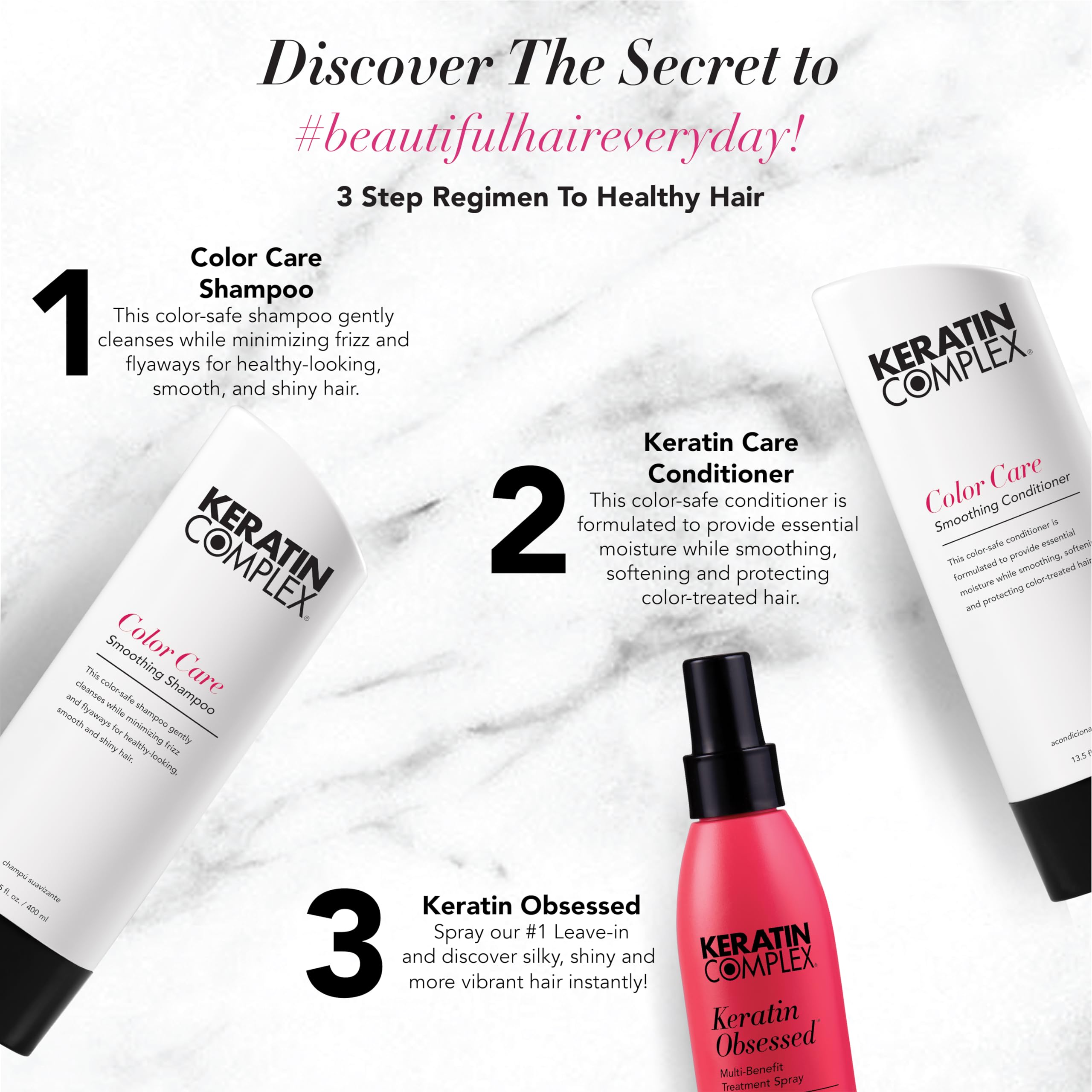 Keratin Complex Color Care Shampoo pump close-up for gentle color-safe cleansing