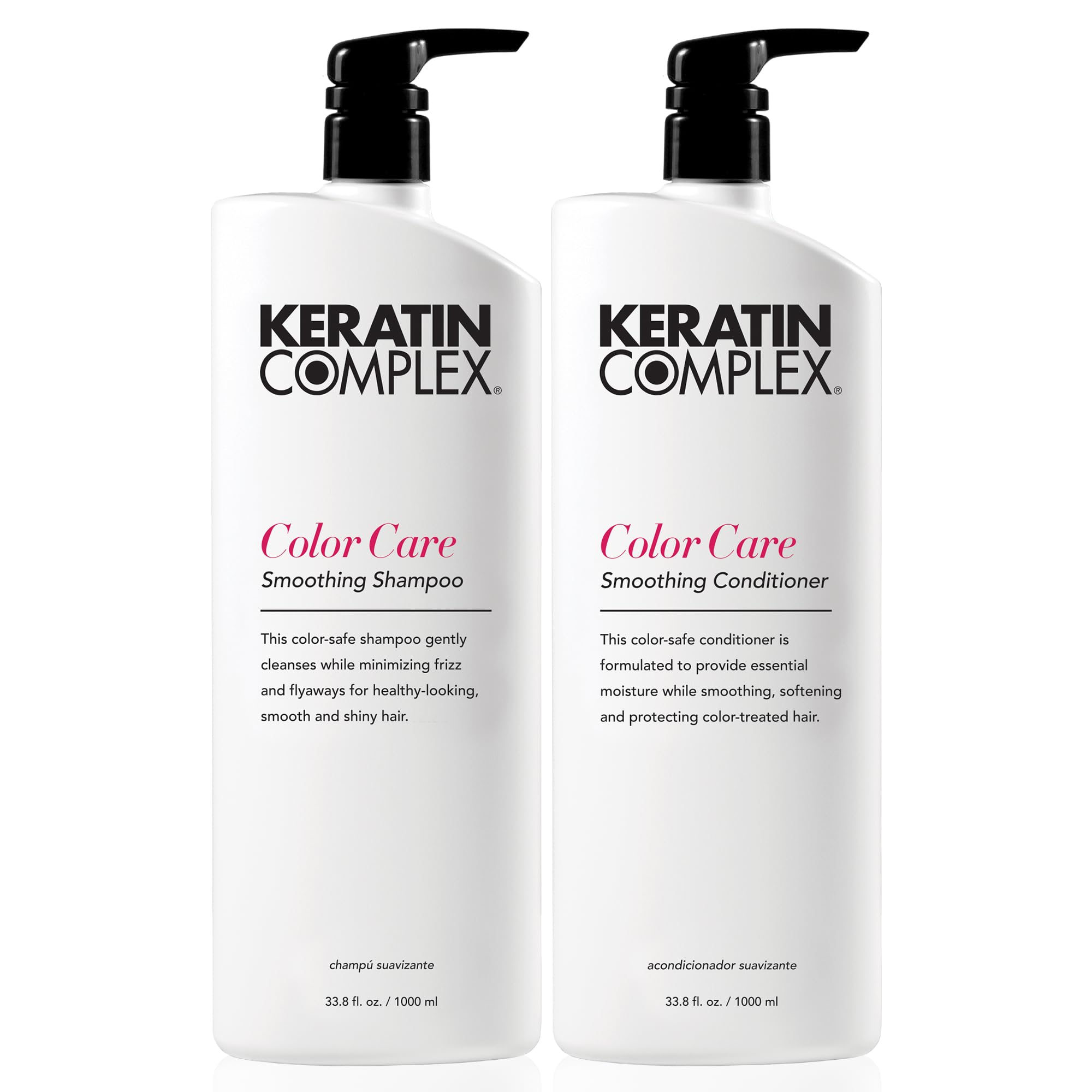 Keratin Complex duo front packaging shows full bottles and labels preserving color
