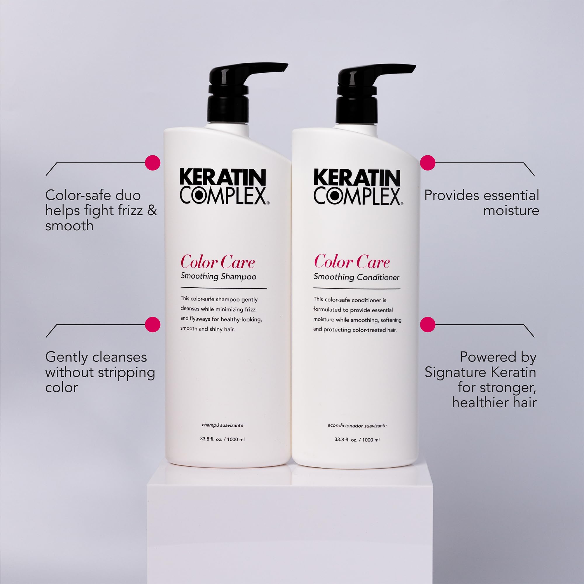 Keratin Complex duo in shower use showing application for reduced frizz