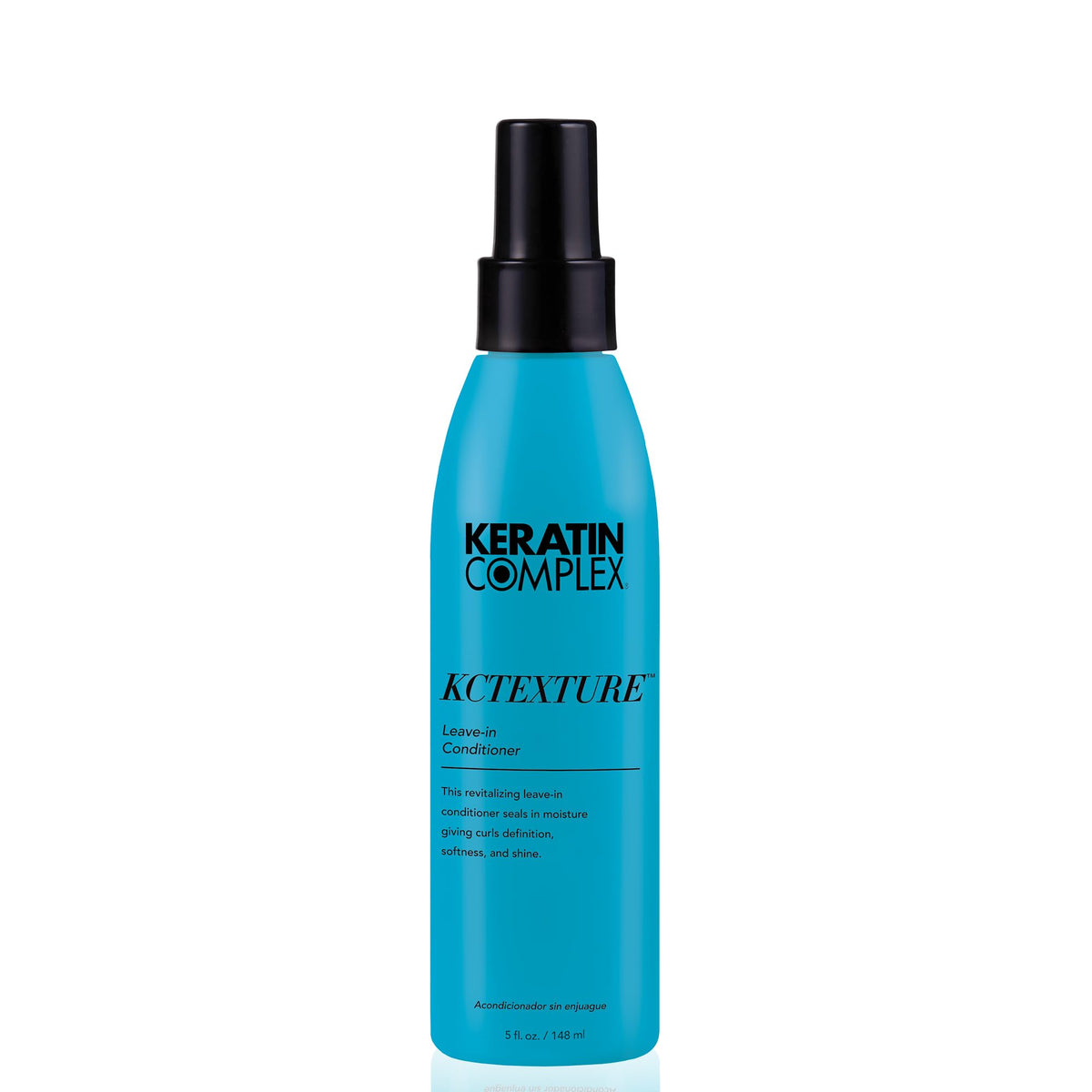Keratin Complex front packaging shows 5 oz bottle and label, promotes product clarity