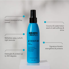 Keratin Complex texture close-up of lotion consistency, highlights quick absorption