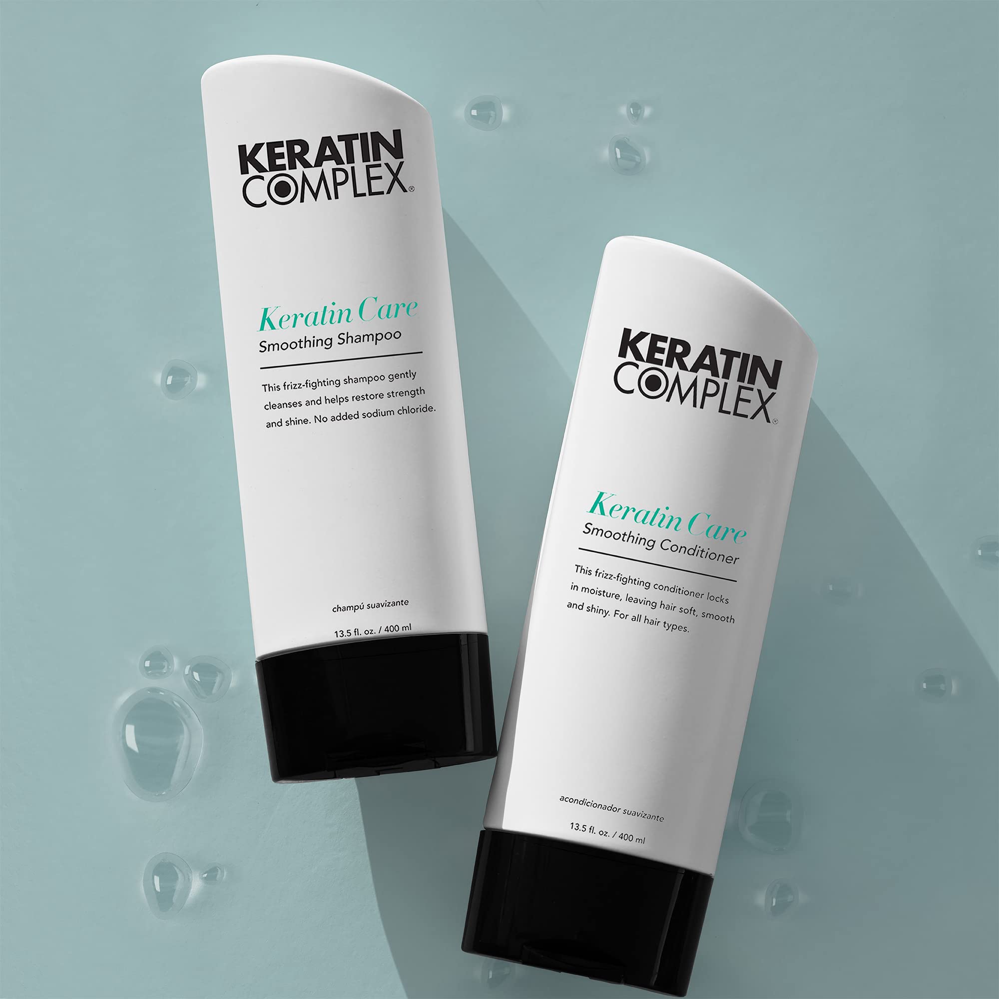 Keratin Complex on sleek hair showing improved shine and smoothness