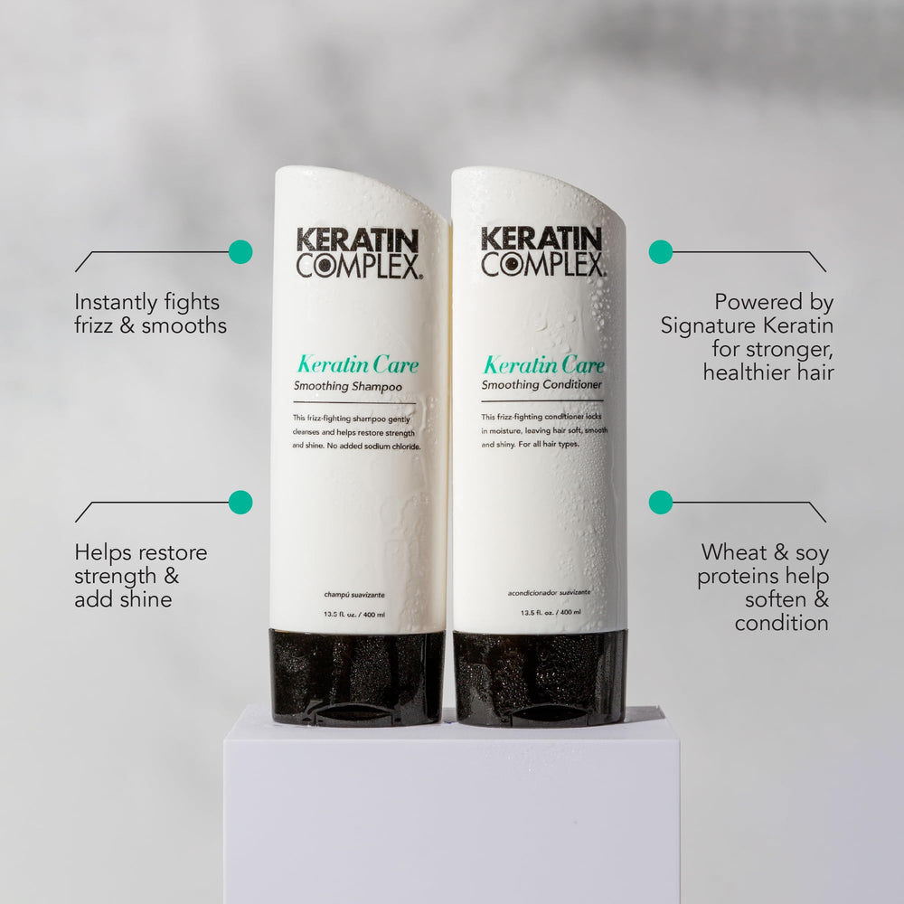 Keratin Complex bottle next to hand for size and travel convenience