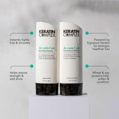 Keratin Complex bottle next to hand for size and travel convenience