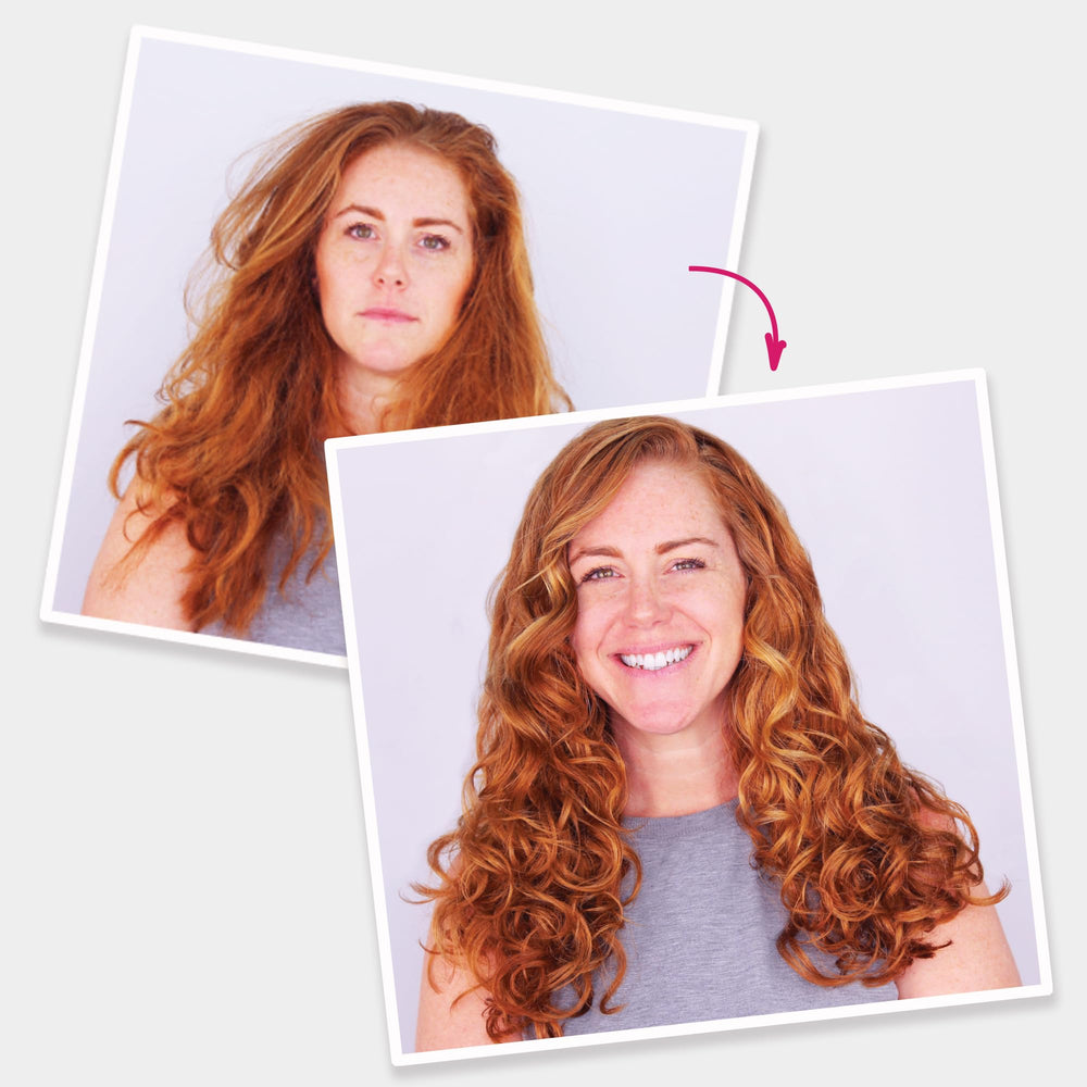 Keratin Complex treatment spray in hand demonstrating easy frizz control