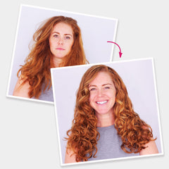 Keratin Complex treatment spray in hand demonstrating easy frizz control